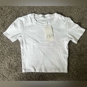 white zara tee!! 🥥🤍🕊️**new with tags**